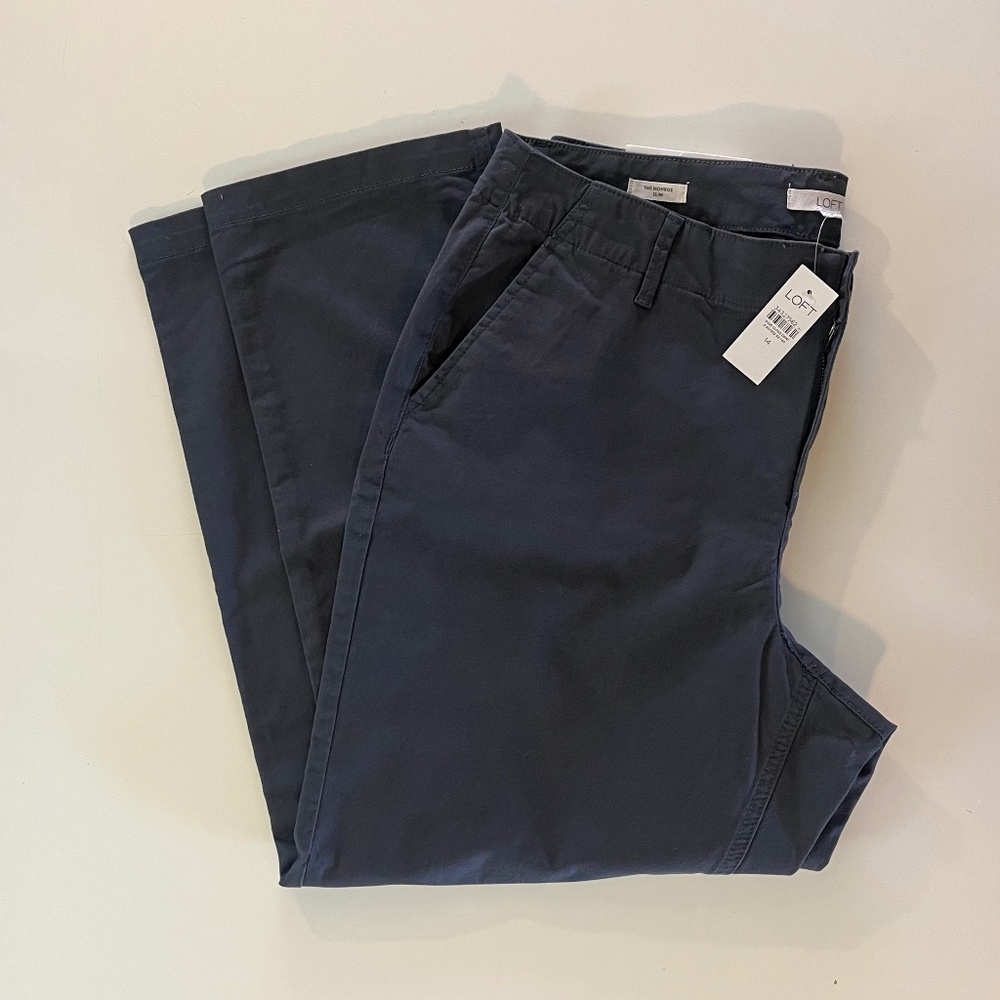 NWT Dark Grey Loft Monroe Slim Chinos